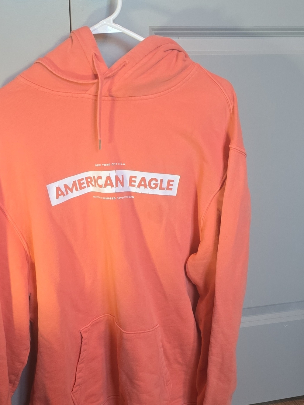 American Eagle Outfitters Men's Coral Hoodie Sweatshirt